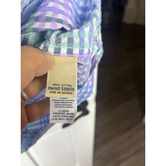 Vintage-Inspired L.L. Bean Pastel Plaid Cotton Shirt L Grandmacore - Picture 4 of 9